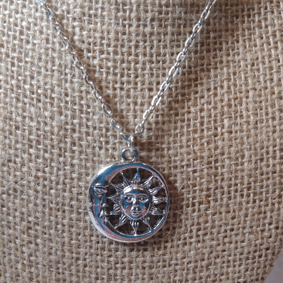 Silver Moon & Sun Necklace - Picture 3 of 9